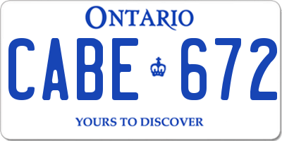 ON license plate CABE672