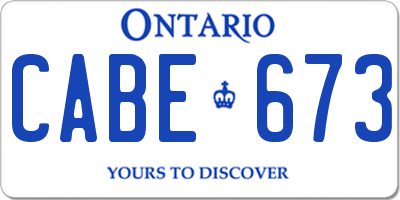 ON license plate CABE673