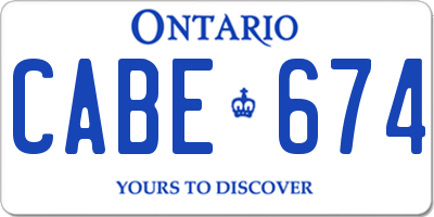 ON license plate CABE674