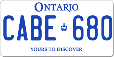 ON license plate CABE680