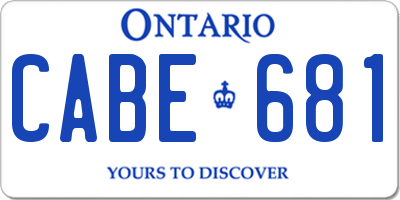 ON license plate CABE681