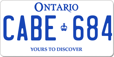 ON license plate CABE684