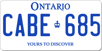 ON license plate CABE685