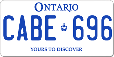 ON license plate CABE696