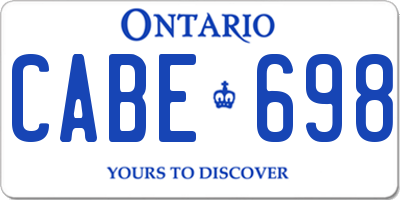 ON license plate CABE698