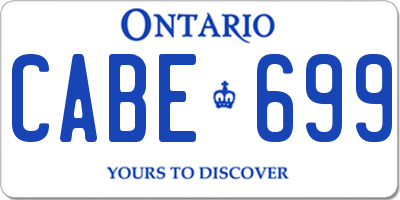 ON license plate CABE699