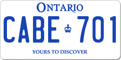 ON license plate CABE701