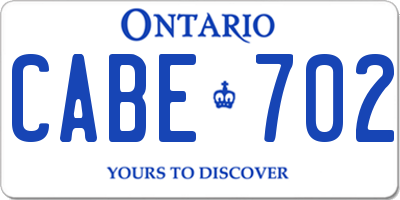 ON license plate CABE702