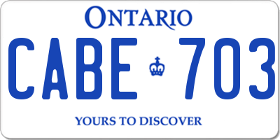 ON license plate CABE703