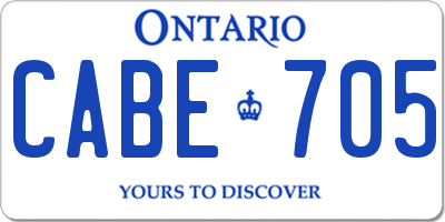 ON license plate CABE705