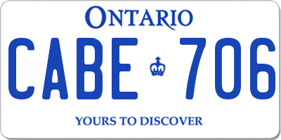 ON license plate CABE706