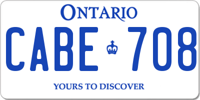 ON license plate CABE708