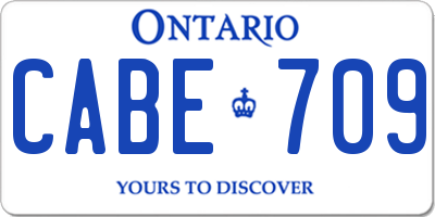 ON license plate CABE709