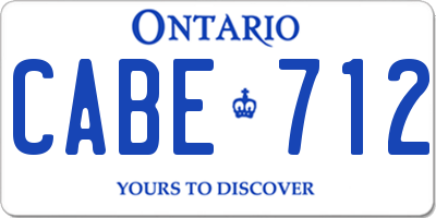 ON license plate CABE712