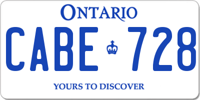 ON license plate CABE728