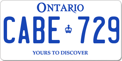 ON license plate CABE729