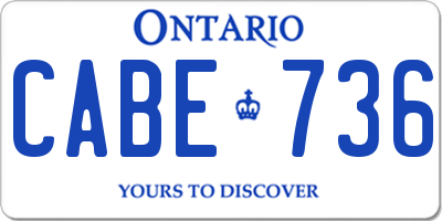 ON license plate CABE736