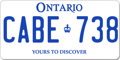 ON license plate CABE738