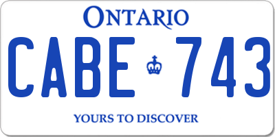 ON license plate CABE743