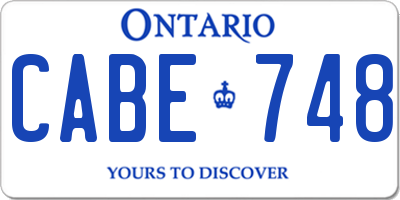 ON license plate CABE748