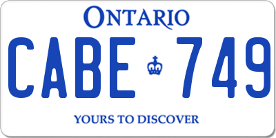 ON license plate CABE749