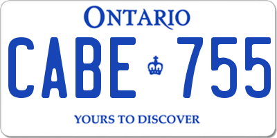 ON license plate CABE755