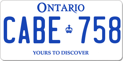 ON license plate CABE758