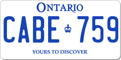 ON license plate CABE759