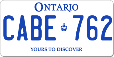 ON license plate CABE762