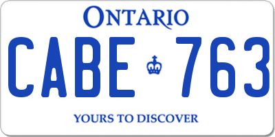 ON license plate CABE763