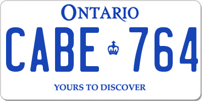 ON license plate CABE764