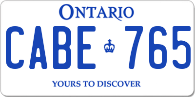 ON license plate CABE765