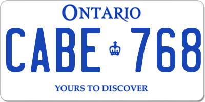 ON license plate CABE768