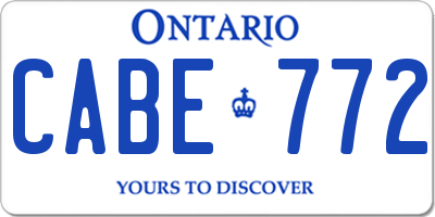 ON license plate CABE772