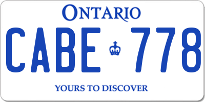 ON license plate CABE778