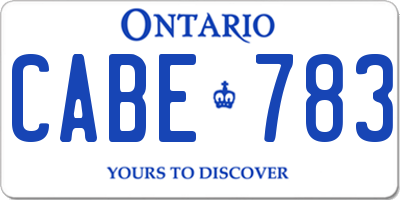 ON license plate CABE783