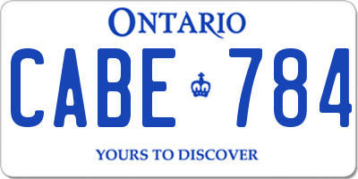 ON license plate CABE784