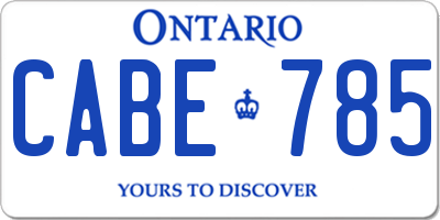 ON license plate CABE785