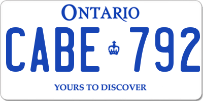 ON license plate CABE792