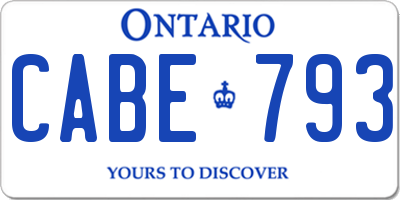 ON license plate CABE793