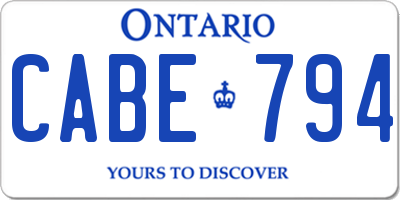 ON license plate CABE794