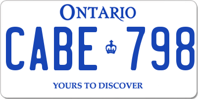 ON license plate CABE798