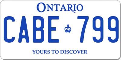 ON license plate CABE799