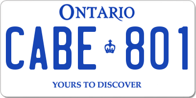 ON license plate CABE801