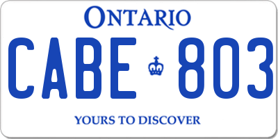 ON license plate CABE803