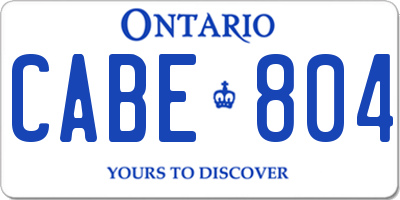 ON license plate CABE804