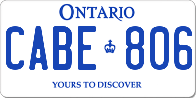 ON license plate CABE806