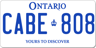 ON license plate CABE808