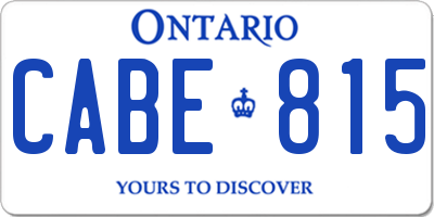 ON license plate CABE815