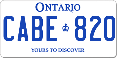 ON license plate CABE820